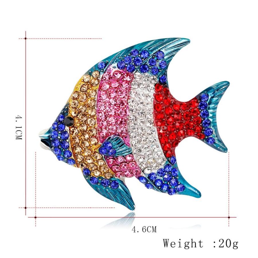 カラフル ラインストーン キラキラ 魚型 ブローチ ショールピン