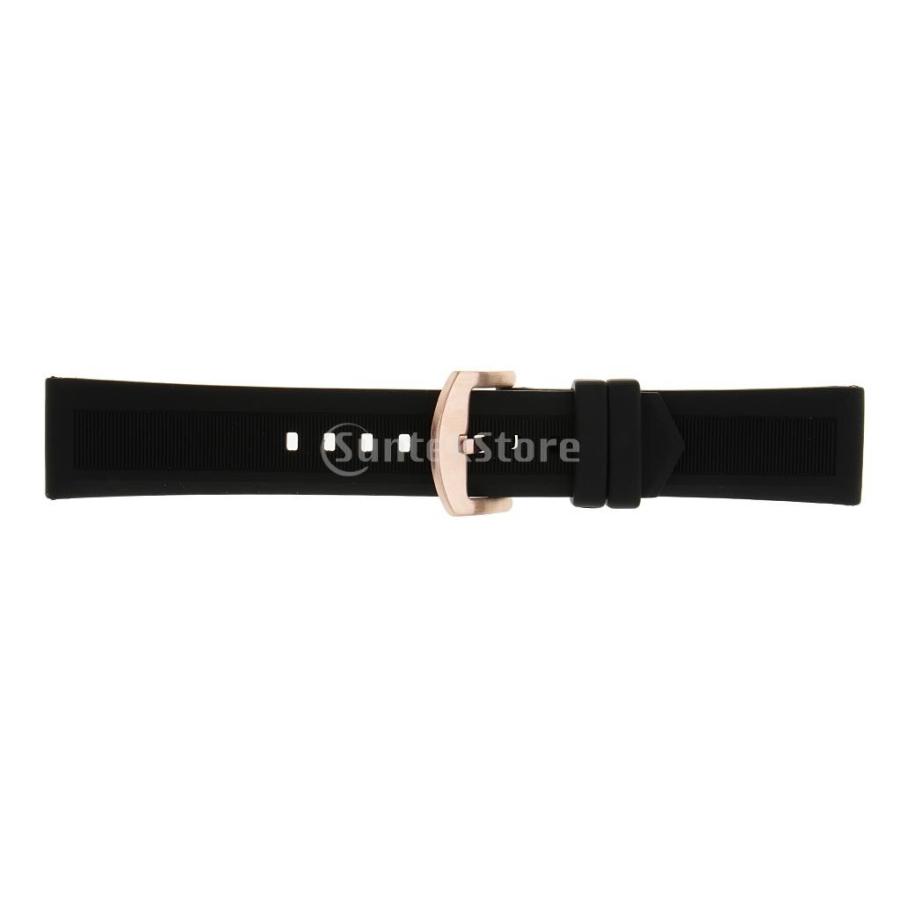 1個 ブラック シリコンゴム 時計バンド スポーツウオッチストラップ 交換用ベルト 全種類 ローズゴールド 22mm 激安 超特価