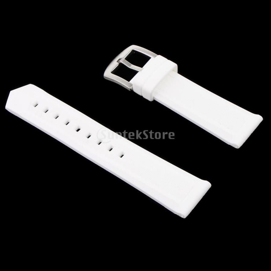 1個 シリコーンゴム 腕時計バンド 交換用ストラップ ステンレス バックル 全16種類 - ホワイト+シルバー, 19mm|stk-shop|07