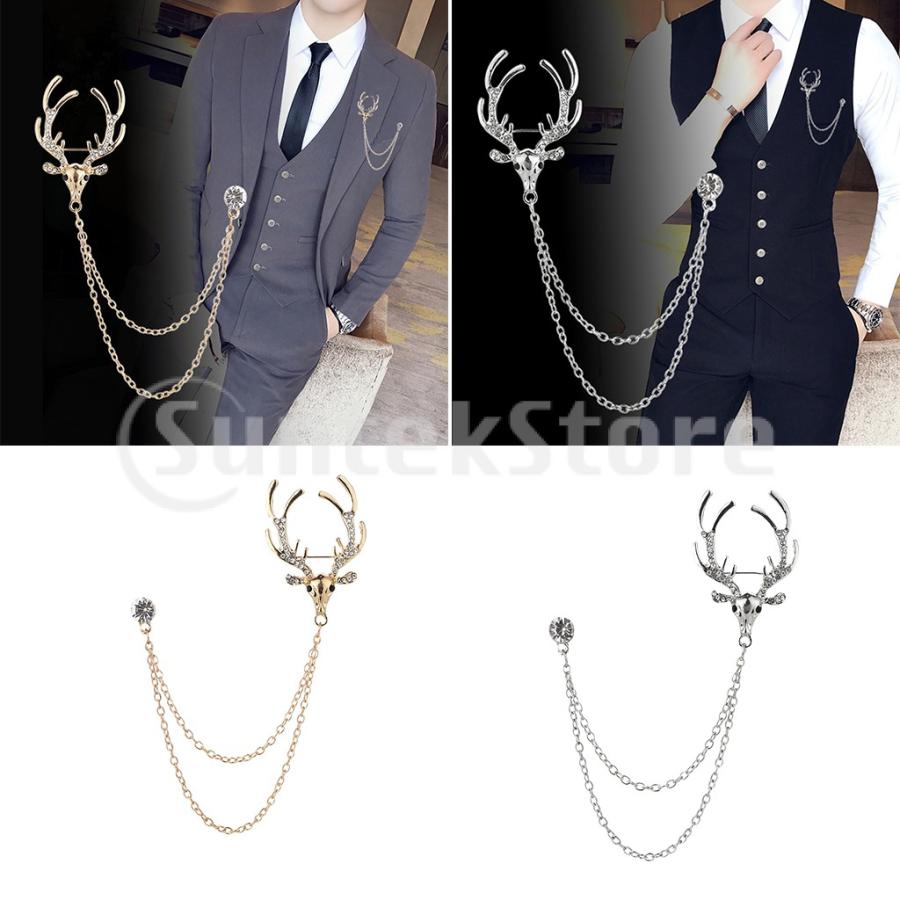 ブローチピン 鹿頭のヒント ピン チェーンブローチ クリップピン