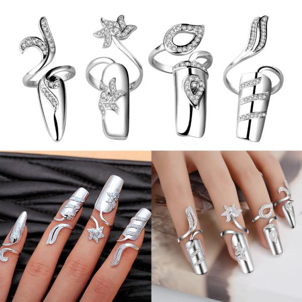 ラインストーン フィンガーチップ オープニング リング アジャスタブル