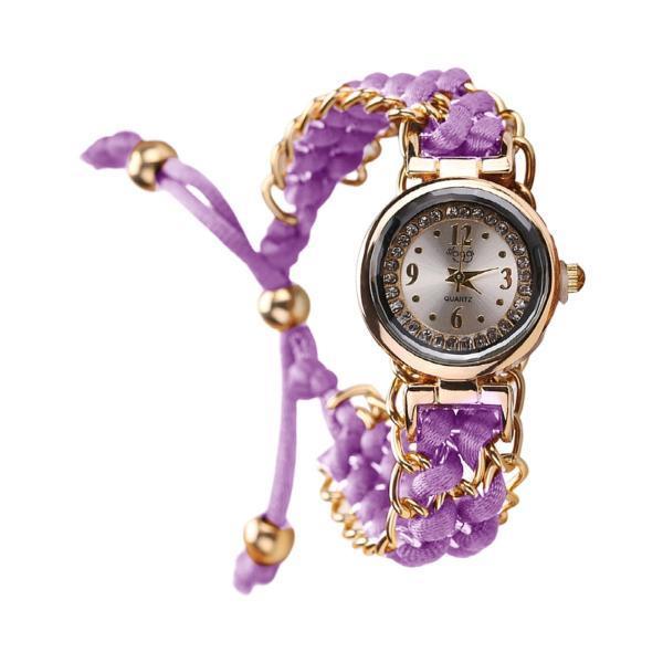 独特な レディース腕時計 送料無料 レディクォーツ時計ギフトバレンタインデー編組ロープバンドリストバンドパープル Www Threeriversofs Com