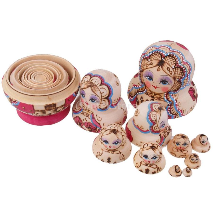 10個 木製 ロシア マトリョーシカ人形 入れ子 伝統人形 綺麗 ギフト