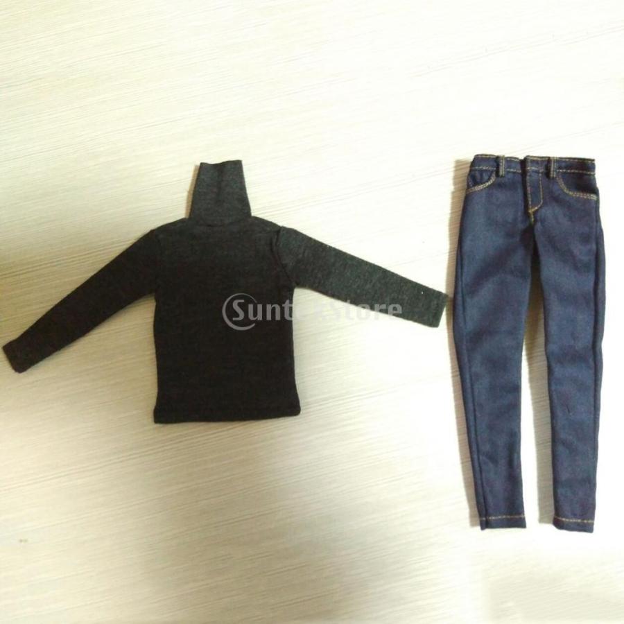 1/6スケール メンズ 長袖 ハイネック Tシャツ ジーンズ 衣類 12インチ