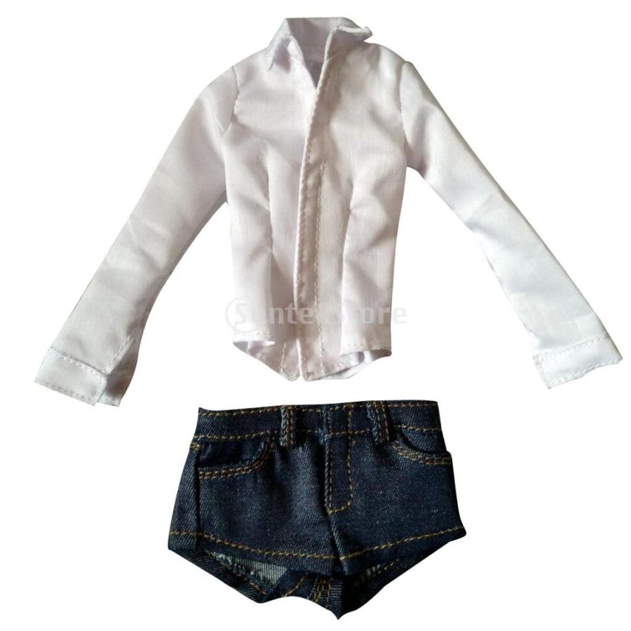 12インチフィギュアボディ用 1 6スケール レディース 女性 白シャツ ショーツジーンズ 服 Stkショップ 通販 Yahoo ショッピング