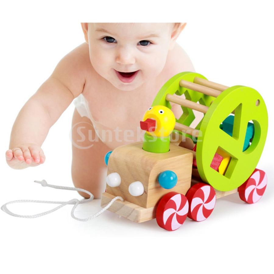 赤ちゃん 幼児のため ウォーキングトイ 引っ張る車 木製 プルトイ おもちゃ｜stk-shop