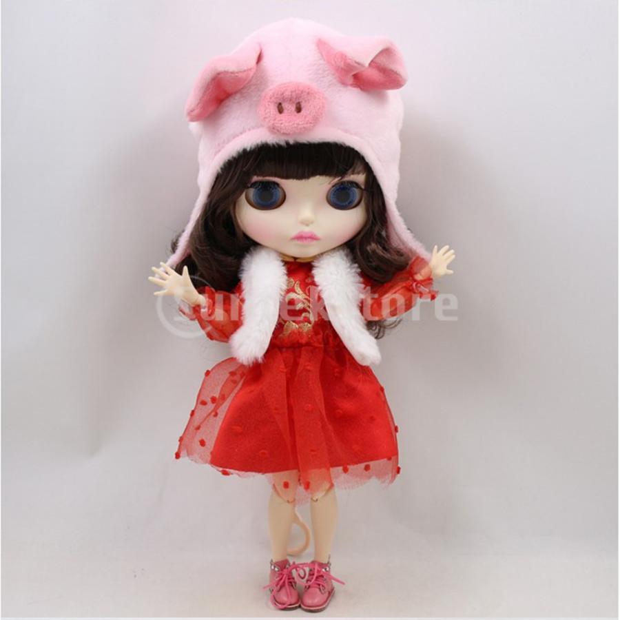 1 6かわいい人形ぬいぐるみ豚の頭スタイルの帽子ブライス冬服の装飾ピンク Stkショップ 通販 Yahoo ショッピング