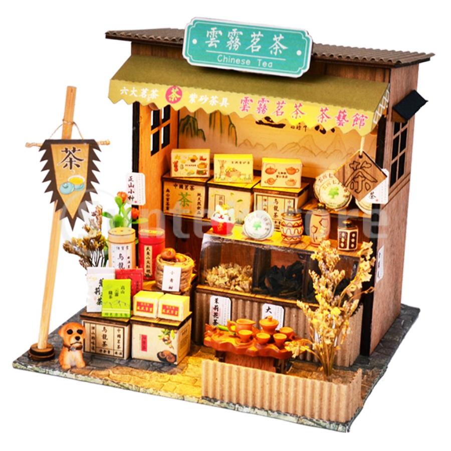 3Dパズル ドールハウスキット 中国茶屋 DIY ミニチュア 家具セット 1/24スケール 組み立て｜stk-shop