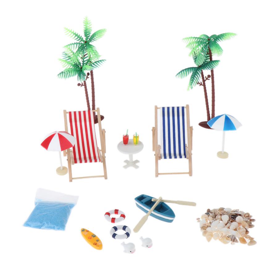 1/12ドールハウス 家具 ビーチ パラソル チェア ツリー ミニチュア