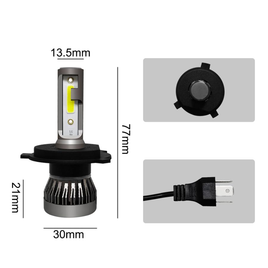 ミニグレーLEDヘッドライト電球変換キットHi / LoビームランプH4 HB2 9003｜stk-shop｜02