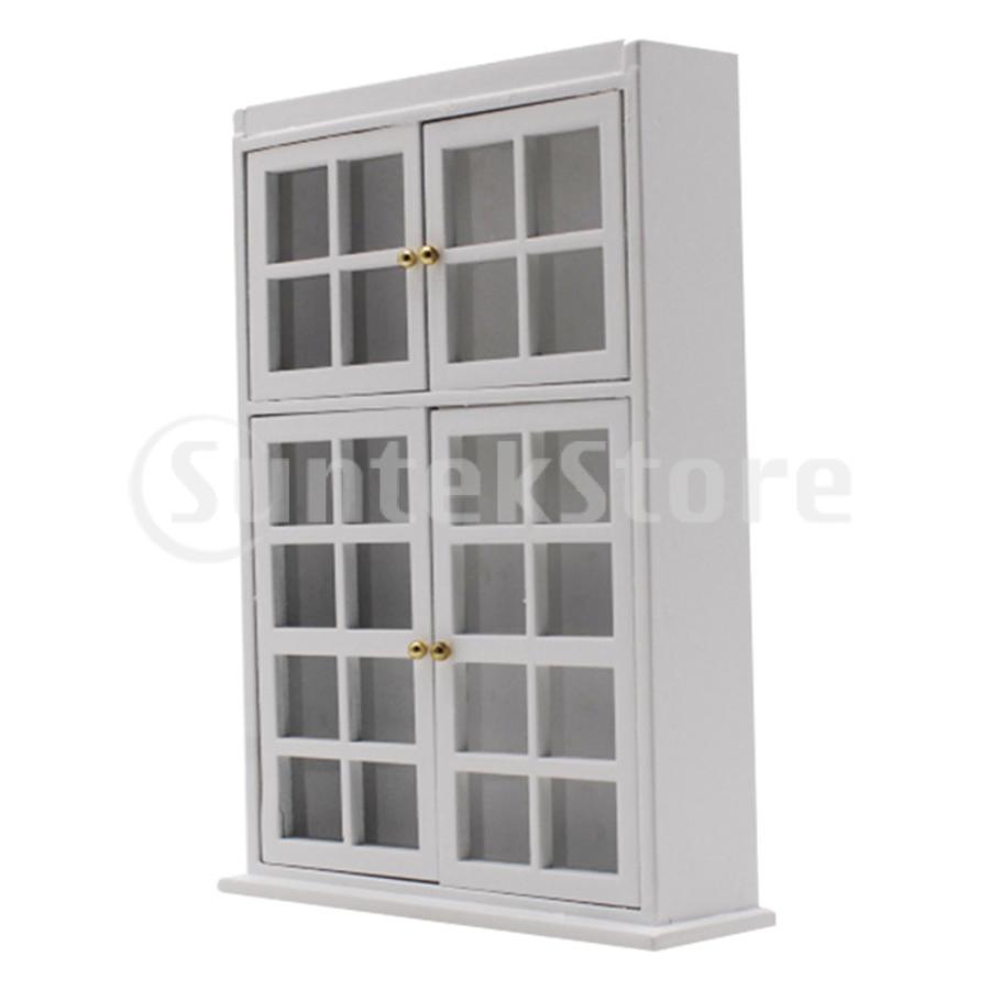 1/12ドールハウスミニチュア家具バーチキャビネット食器棚シーン装飾