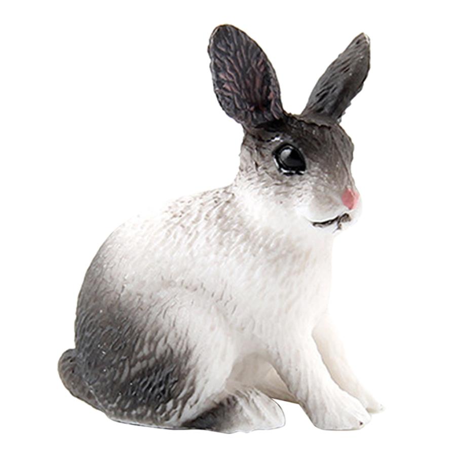 人気商品 現実的なウサギの置物動物園ファーム動物モデル教育おもちゃ卓上装飾黒白しゃがみ その他 Www We Job Com