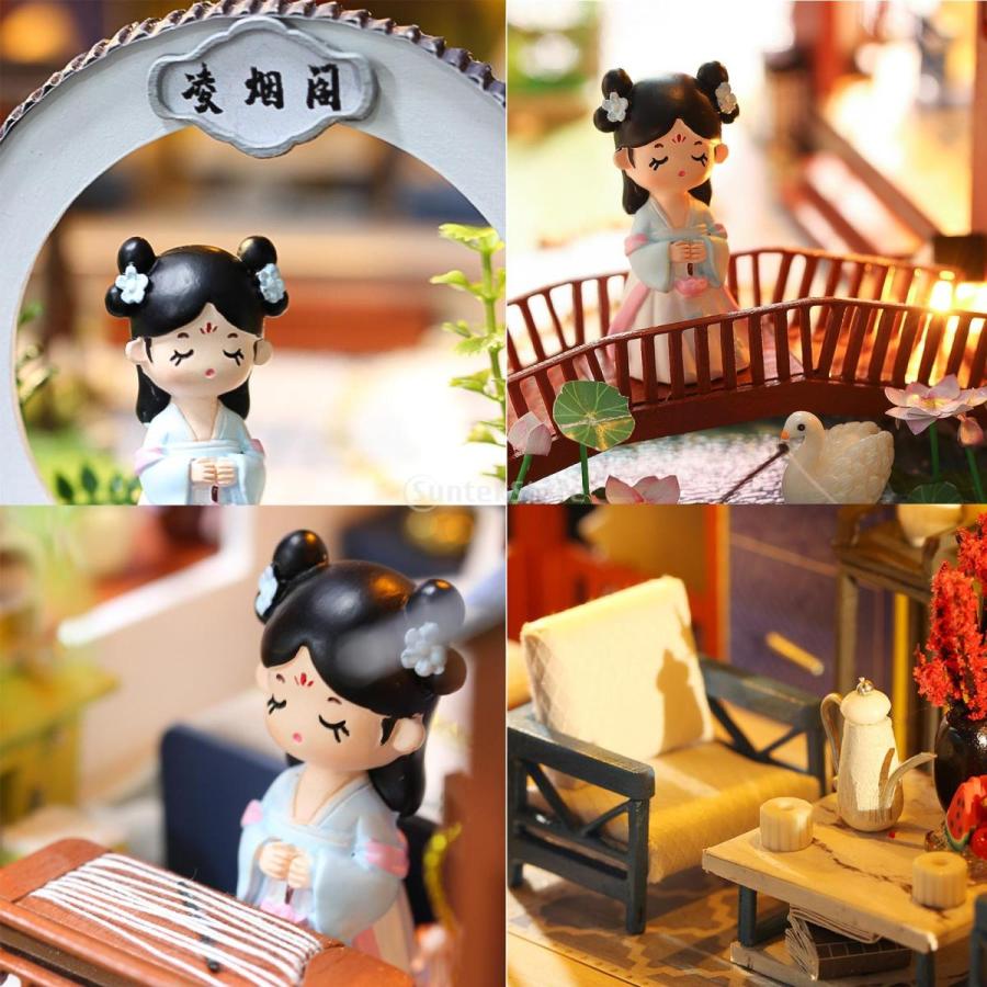正規品 ドールハウスキット 中国古風建物 おしゃれ 木製手作り ミニチュアドールハウス ハウスモデル Ledライト