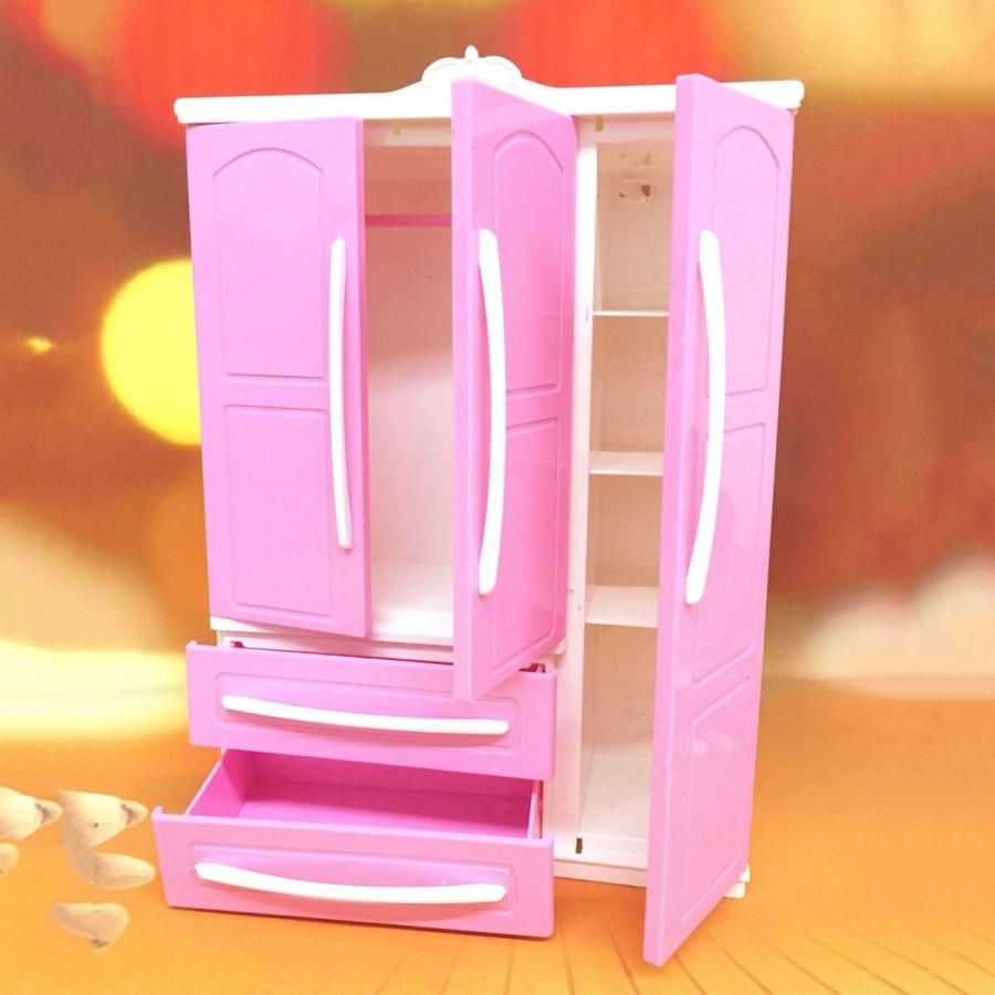 11.5インチ人形家具人形服クローゼットワードローブおもちゃ.三ドア