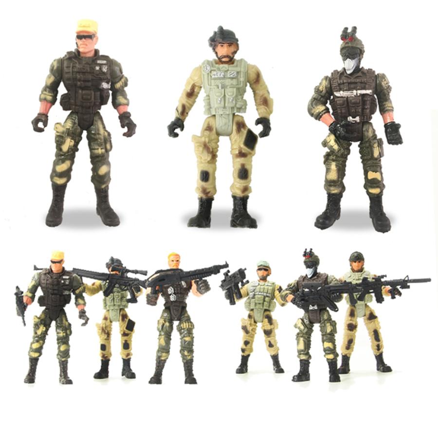 6ピース兵士アクションフィギュア玩具軍男性銃モデルaccessorie
