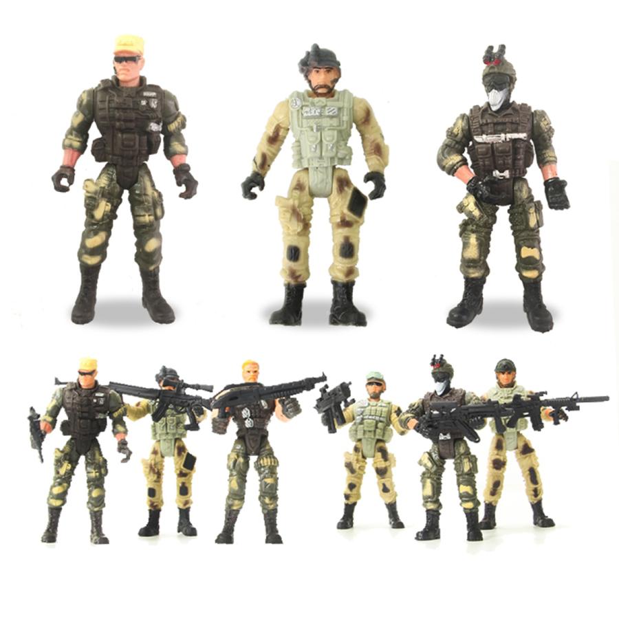 6ピース兵士アクションフィギュア玩具軍男性銃モデルaccessorie