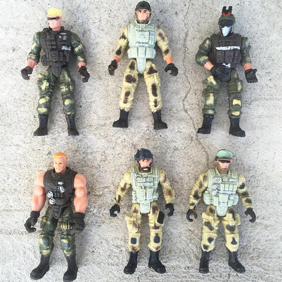 6ピース兵士アクションフィギュア玩具軍男性銃モデルaccessorie