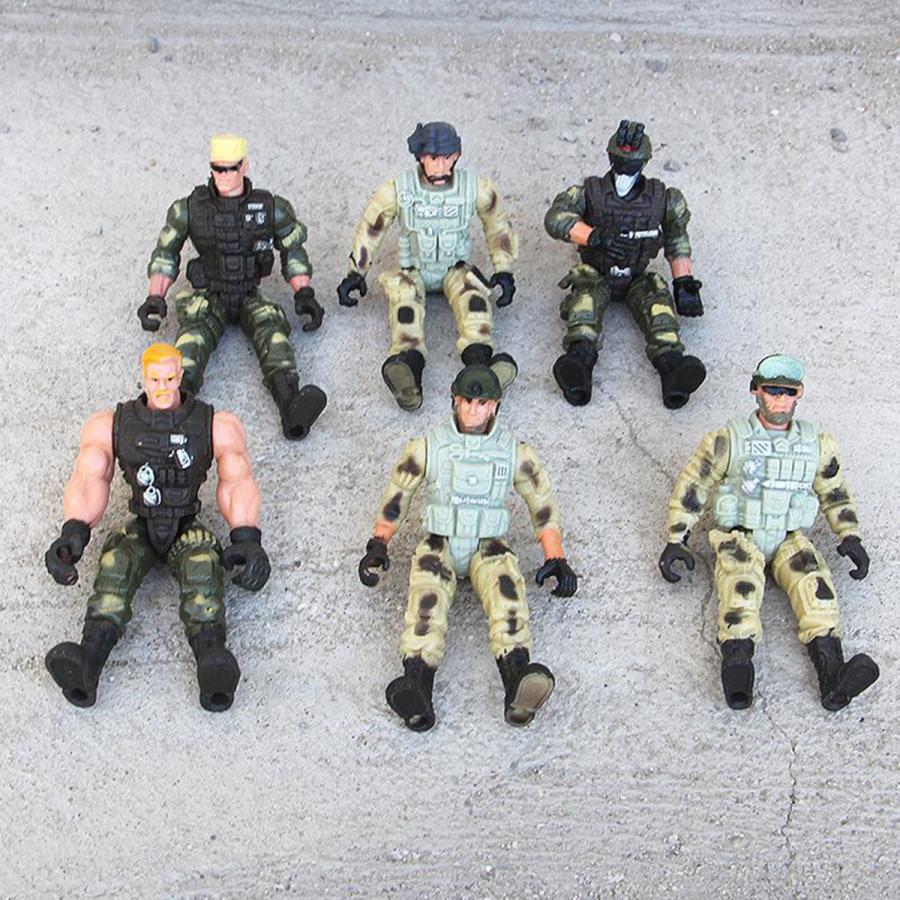 6ピース兵士アクションフィギュア玩具軍男性銃モデルaccessorie