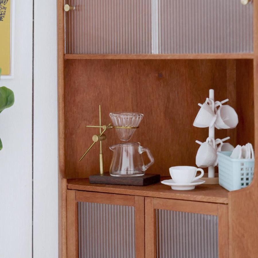 1/12ドールハウスミニチュアガラス上に注ぐコーヒーメーカーセット