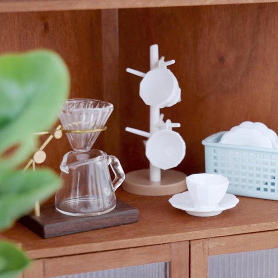 1/12ドールハウスミニチュアガラス上に注ぐコーヒーメーカーセット