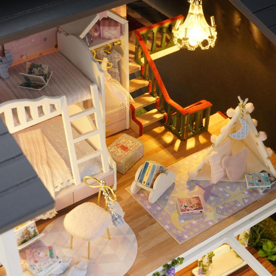 ドールハウスミニチュア家具 & ledライトdiyドールハウスキット