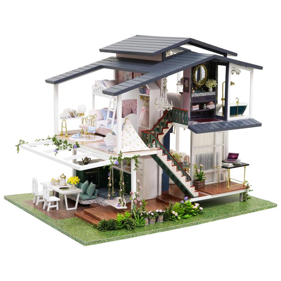 ドールハウスミニチュア家具 & ledライトdiyドールハウスキット