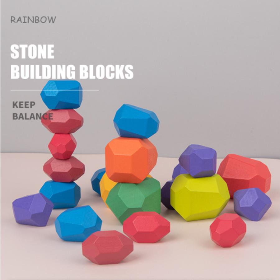 積み木おもちゃ 知育玩具 スタッキングブロックセット ストーン