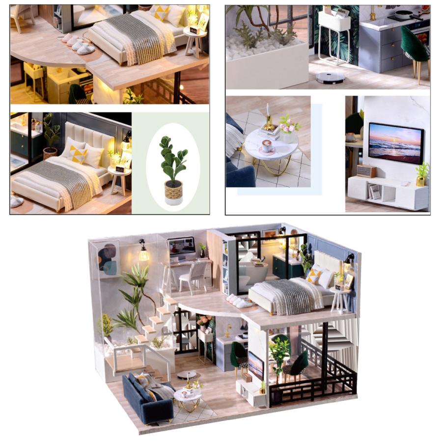 ミニチュア木製ドールハウス家具キット北欧スタイルコテージ