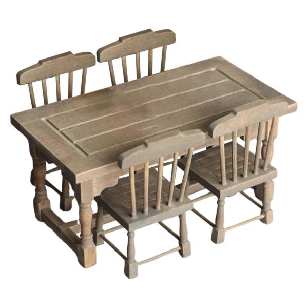 1:12ドールハウスミニチュアダイニングテーブルチェア木製家具