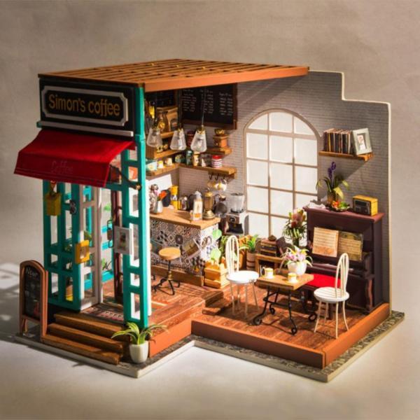 ドールハウス木製ドールハウスミニチュア組み立て玩具diyキットコーヒーショップ Coiastur Com