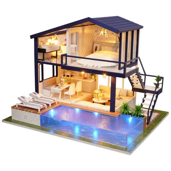 DIYミニチュアドールハウスw / LEDライトバッテリーケース木製??工芸品