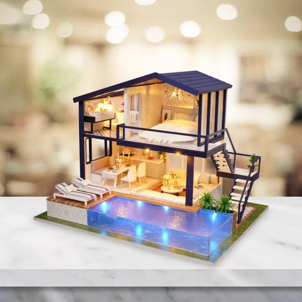 DIYミニチュアドールハウスw / LEDライトバッテリーケース木製??工芸品