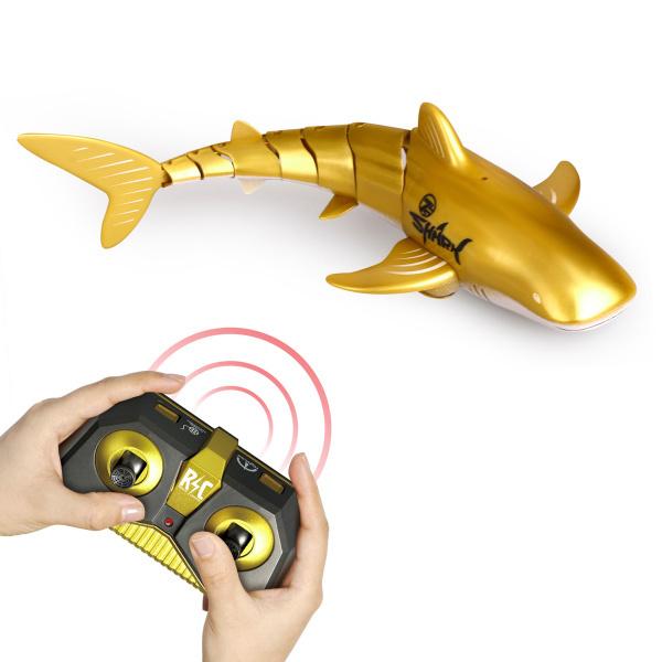 プールの子供のためのリモートコントロールシャーク電気RC潜水艦おもちゃの男の子女の子ゴールド2バッテリー｜stk-shop｜03