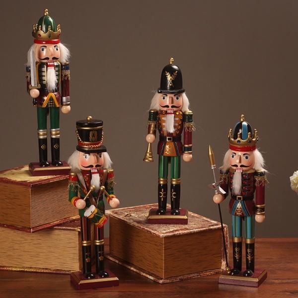 木製くるみ割り人形兵士手工芸品クリスマスオーナメントデスク卓上装飾
