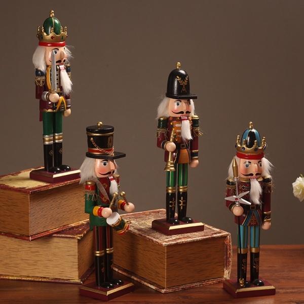 木製くるみ割り人形兵士手工芸品クリスマスオーナメントデスク卓上装飾