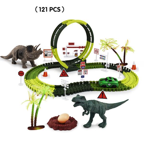 恐竜のおもちゃの競馬場は最高の贈り物のためのブリッジフレキシブルキットを作成します幼児23.62x16.54x12.6in｜stk-shop