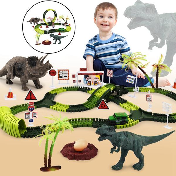 恐竜のおもちゃの競馬場は最高の贈り物のためのブリッジフレキシブルキットを作成します幼児23.62x16.54x12.6in｜stk-shop｜04