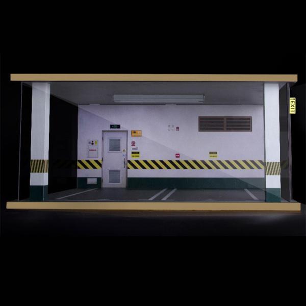 1/18 スケール ジオラマ 駐車場 ダブルガレージ(LED付き) 1:18ジオラマ駐車場ダブルガレージ（120LED付き）ライトホワイト