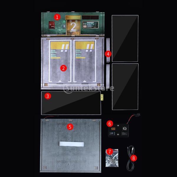 ジオラマ駐車場 モデル 1:18 ダブルガレージ おもちゃ LEDライト
