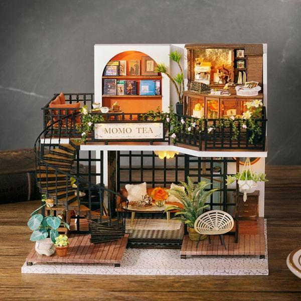 DIYミニチュアドールハウス建設安全高品質木製ハンドクラフト家具付き