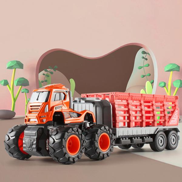 男の子の女の子オレンジのための恐竜の輸送トラックの回避のプルバック輸送トラック｜stk-shop｜03