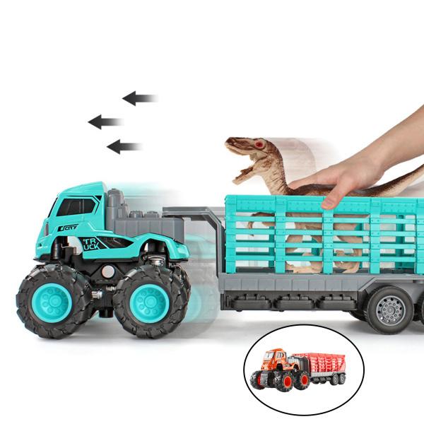 男の子の女の子オレンジのための恐竜の輸送トラックの回避のプルバック輸送トラック｜stk-shop｜04