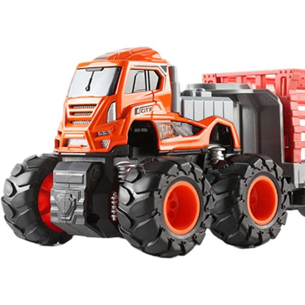 男の子の女の子オレンジのための恐竜の輸送トラックの回避のプルバック輸送トラック｜stk-shop｜07