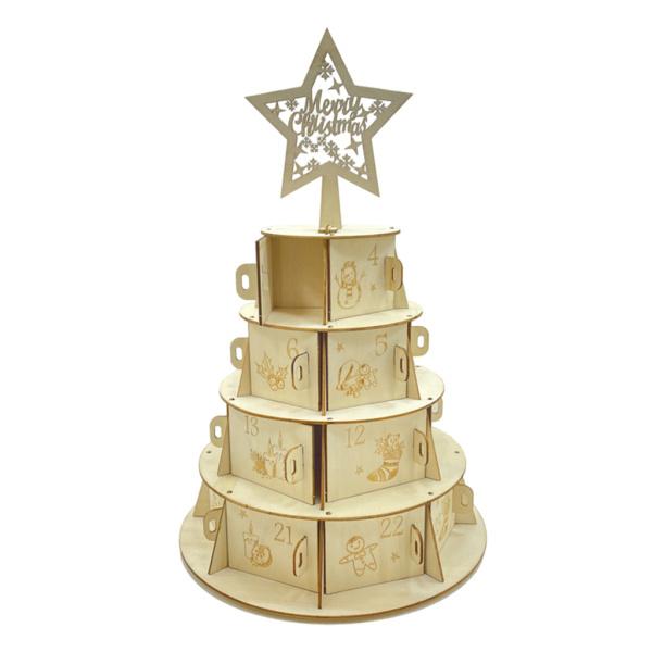 木材アドベントカレンダーケーキの形クリスマスホリデーの宝箱5つの尖った星|stk-shop|02