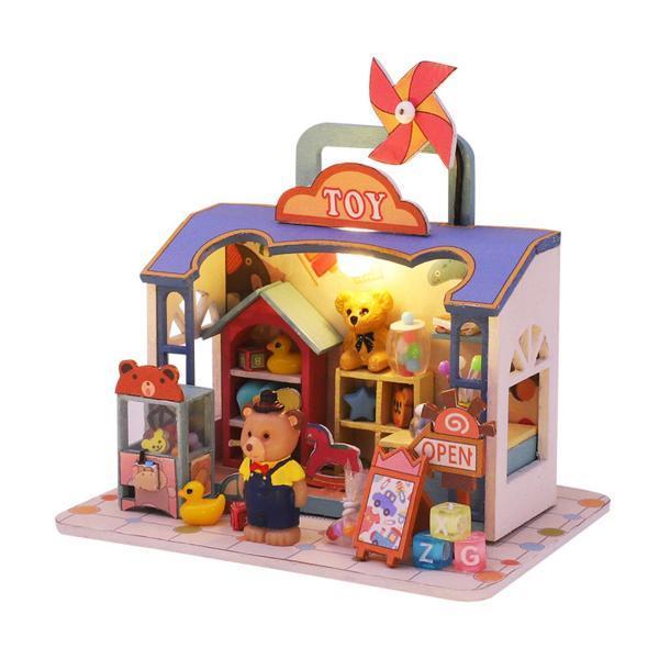女の子のギフトベアおもちゃ店のためのLEDライト付きDIYミニチュアドールハウス｜stk-shop｜02