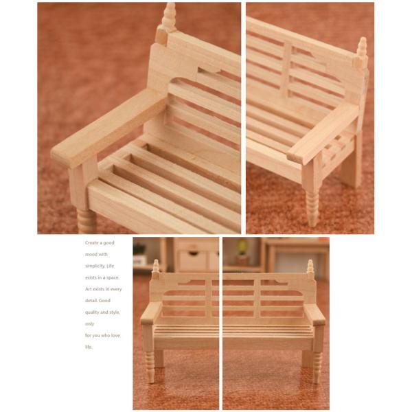 手作りの1:12木製ミニチュアベンチアクセサリー家具ヤード装飾品 : STK