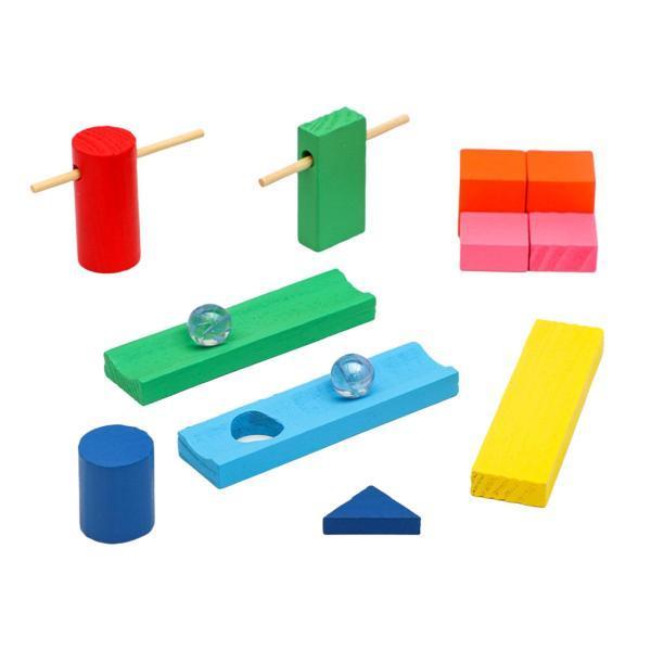 木製ビルディングブロックレーシングおもちゃゲーム教育プレイおもちゃ幼児9グループ｜stk-shop