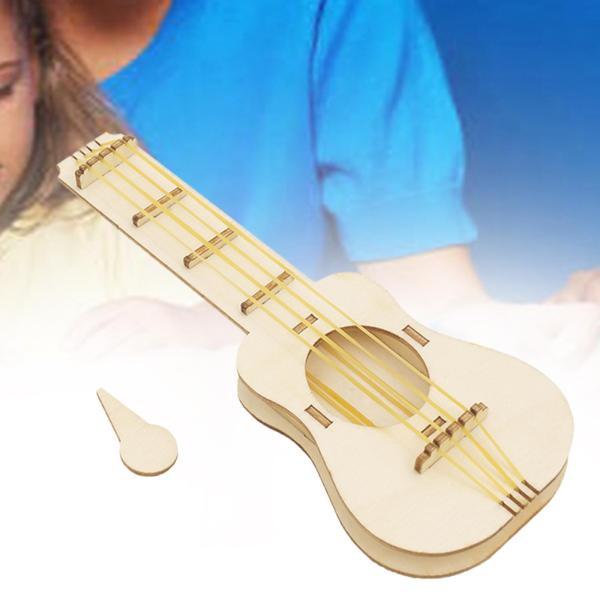 木製 ギターキット DIY 楽器 工芸品 ラバーバンド ギターモデル 組み立てキット ピックアップ付き 開発 おもちゃ ハンドメイド 演奏が