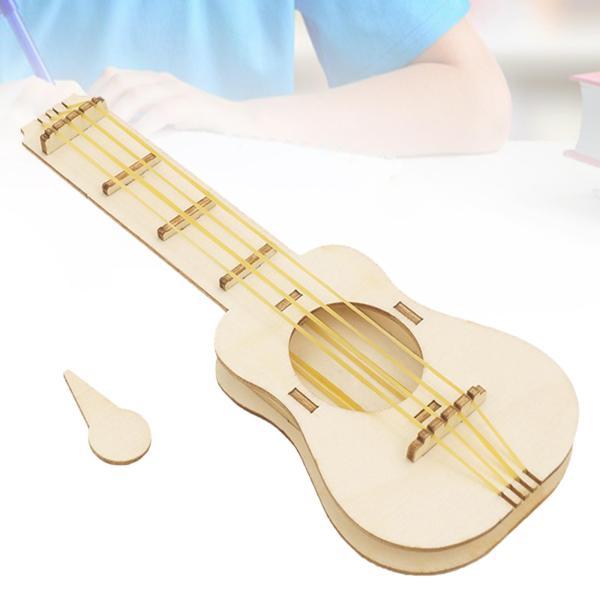 木製 ギターキット DIY 楽器 工芸品 ラバーバンド ギターモデル 組み立てキット ピックアップ付き 開発 おもちゃ ハンドメイド 演奏が