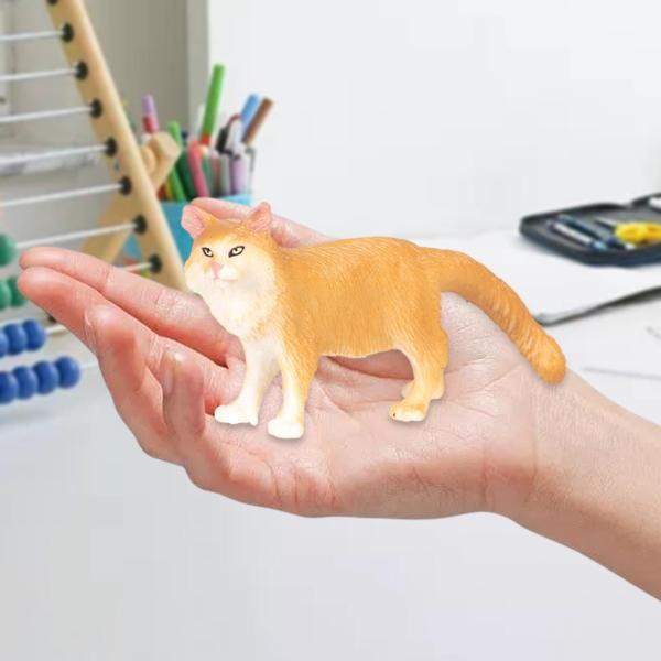 リアルな動物フィギュア猫の置物誕生日ギフト用ケーキトッパーイエロー｜stk-shop｜06